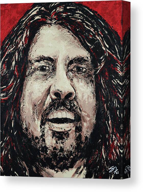 Dave Grohl Canvas Print featuring the painting Dave Grohl My Hero by Steve Follman