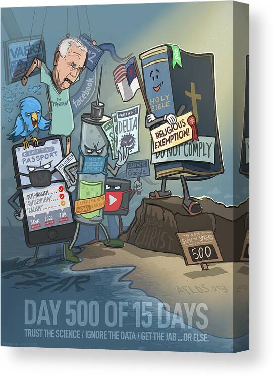Covid-19 Canvas Print featuring the digital art Day 500 of 15 Days by Emerson Design