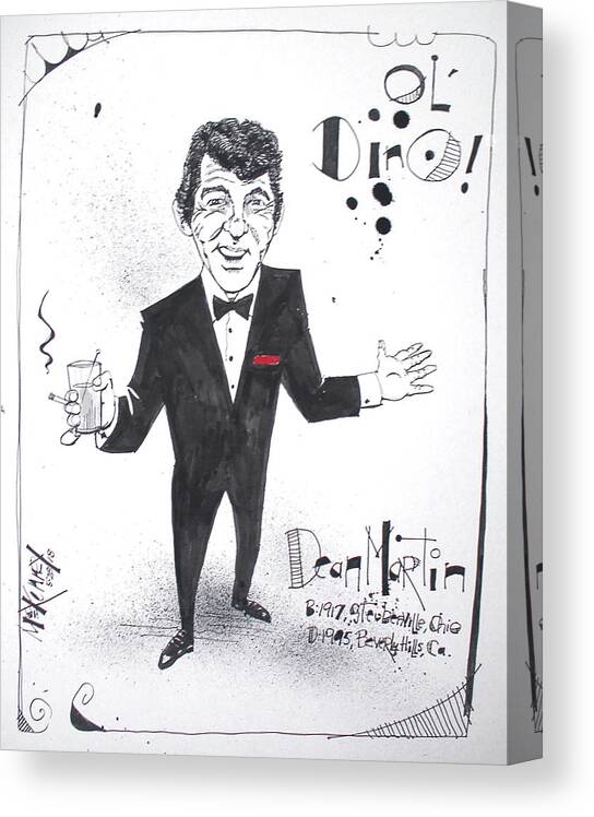  Canvas Print featuring the drawing Dean Martin by Phil Mckenney