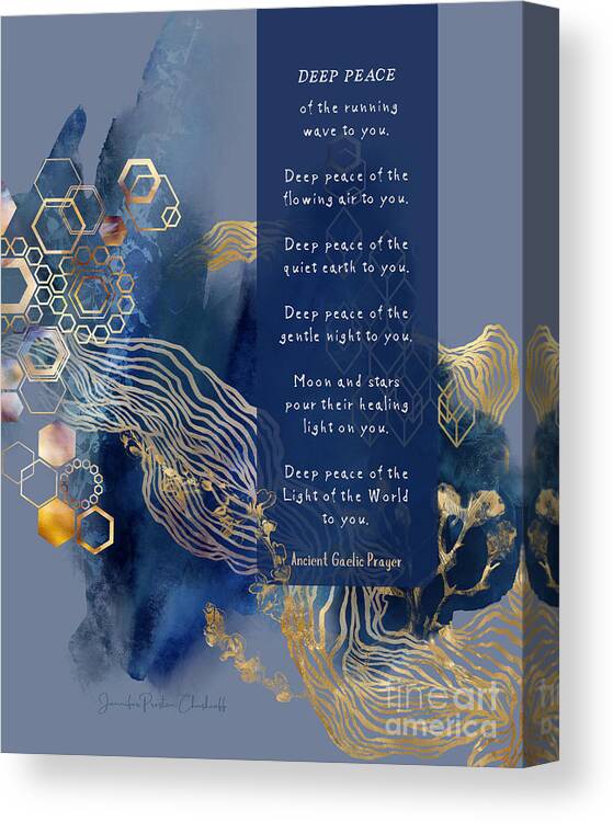 Deep Peace Canvas Print featuring the digital art Deep Peace Irish Blessing by Jennifer Preston