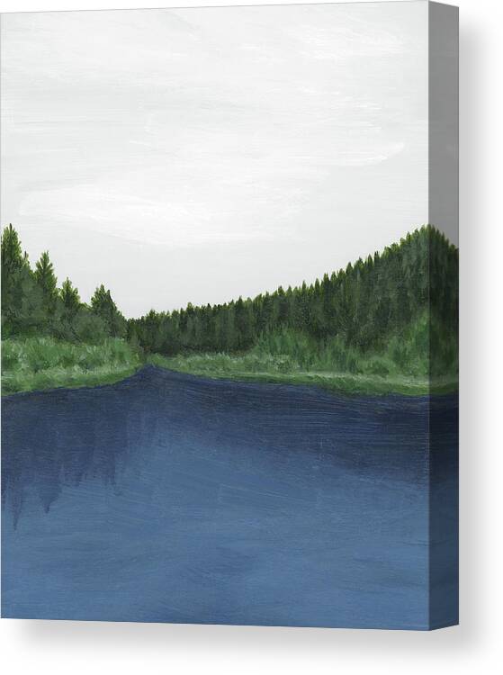 Navy Blue Canvas Print featuring the painting Deschutes River Bend II by Rachel Elise