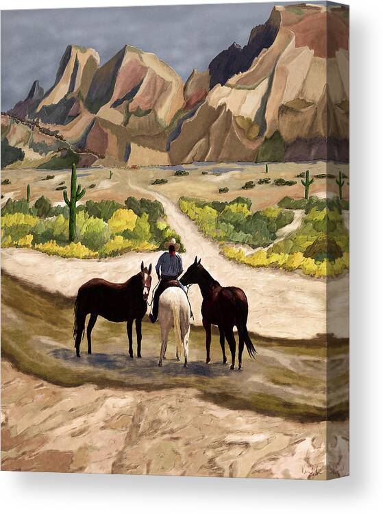 Horses Canvas Print featuring the digital art Desert Horses by Ken Taylor
