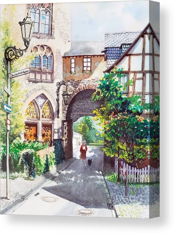 Germany Canvas Print featuring the painting Deutsche Hofgasse by Merana Cadorette