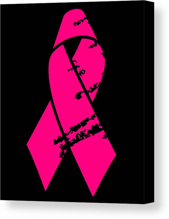 Funny Canvas Print featuring the digital art Distressed Pink Ribbon by Flippin Sweet Gear