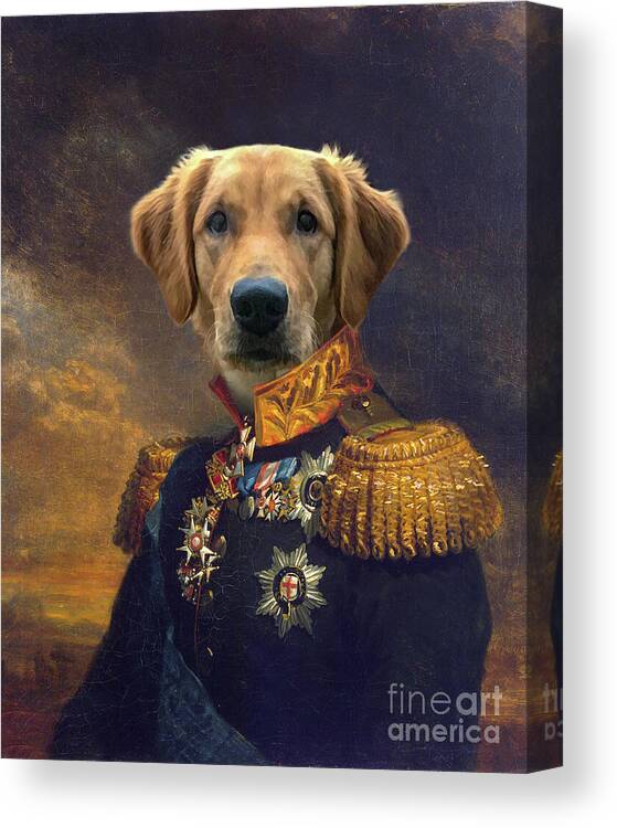 cruzar ruptura martes Dog portrait in military uniform Canvas Print / Canvas Art by Delphimages  Photo Creations - Fine Art America
