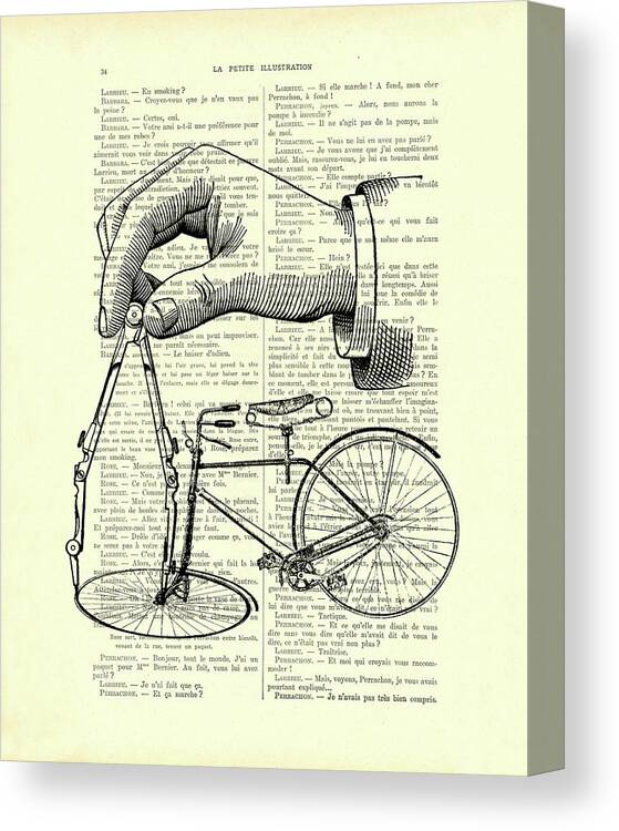 Hand Canvas Print featuring the digital art Drawing bicycles by Madame Memento