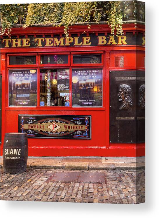 Temple Bar Canvas Print featuring the photograph Dublin Temple Bar - Vertical by Georgia Clare