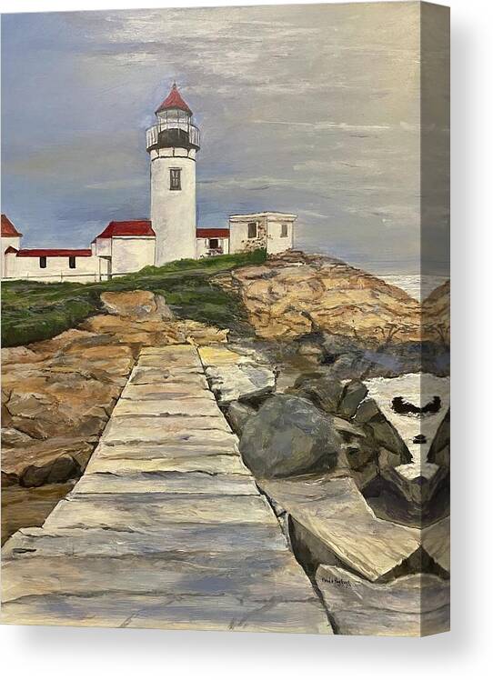Painting Canvas Print featuring the painting Eastern Point Lighthouse by Paula Pagliughi