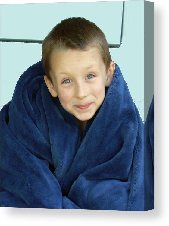 Boy Canvas Print featuring the photograph Ekon and His Blanky by John Lautermilch