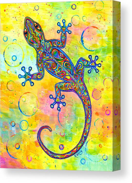 Gecko Canvas Print featuring the painting Electric Gecko by Rebecca Wang