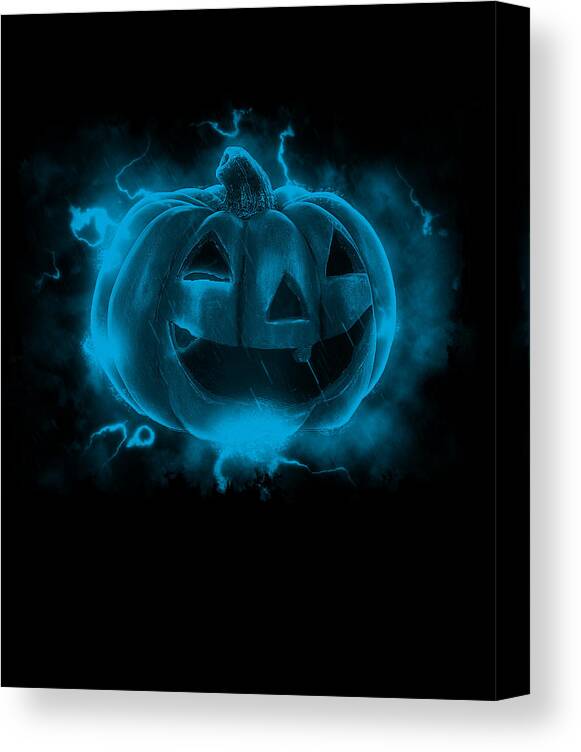 Funny Canvas Print featuring the digital art Electric Pumpkin by Flippin Sweet Gear