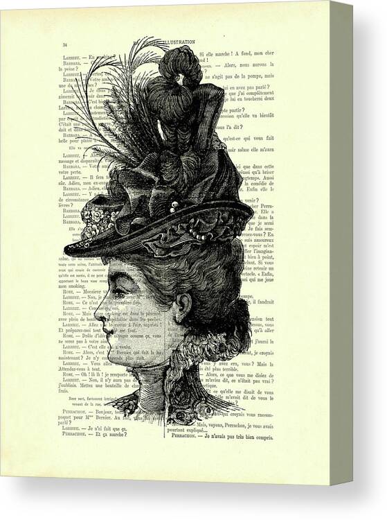 Lady Canvas Print featuring the photograph Elegant victorian lady with a feather hat by Madame Memento