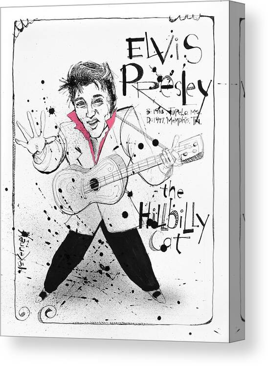  Canvas Print featuring the drawing Elvis Presley by Phil Mckenney