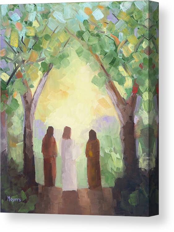 Easter Canvas Print featuring the painting Emmaus Road by Mike Moyers