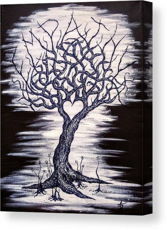 Empathy Canvas Print featuring the drawing Empathy Love Tree- no foliage by Aaron Bombalicki