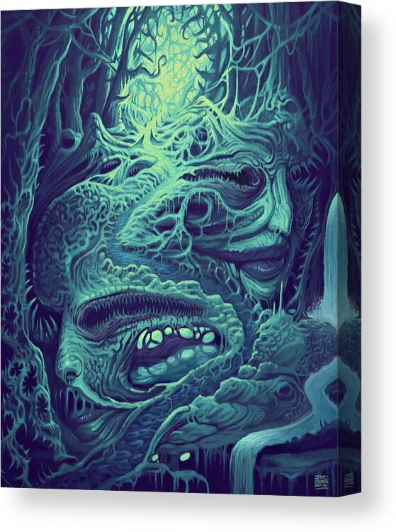 Dark Art Canvas Print featuring the painting Entrancement of the Ensnared by Mark Cooper