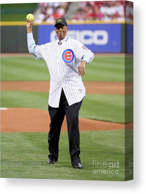 Great American Ball Park Canvas Print featuring the photograph Ernie Banks by Andy Lyons