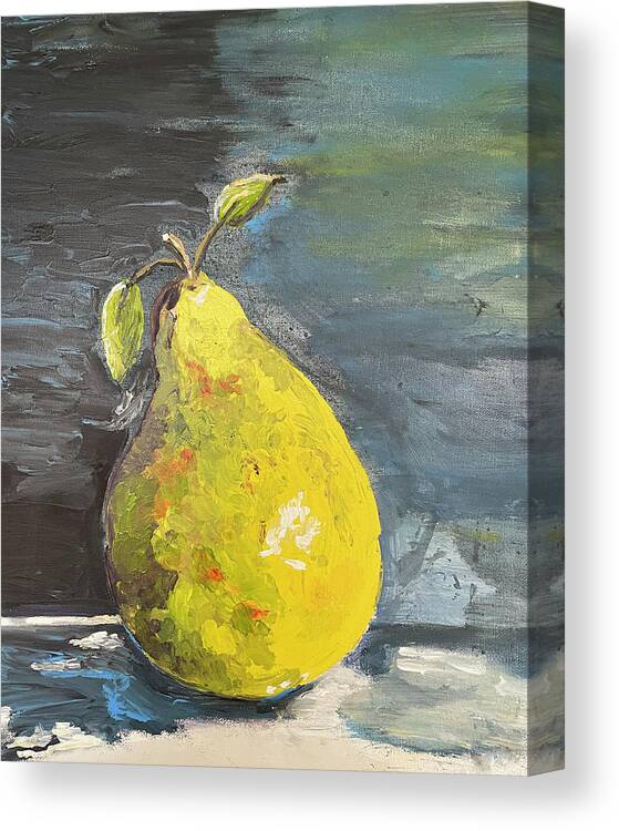 Pear Canvas Print featuring the mixed media French Pear by Linda Bailey