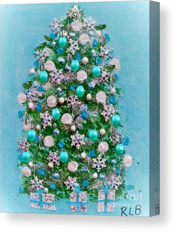 Evergreen Canvas Print featuring the painting Evergreen Tree with Crystal Angels by Rita Brown