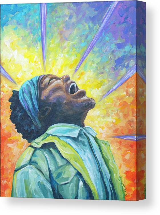 African American Canvas Print featuring the painting Exclamation of the Soul by Sylvia Aldebol