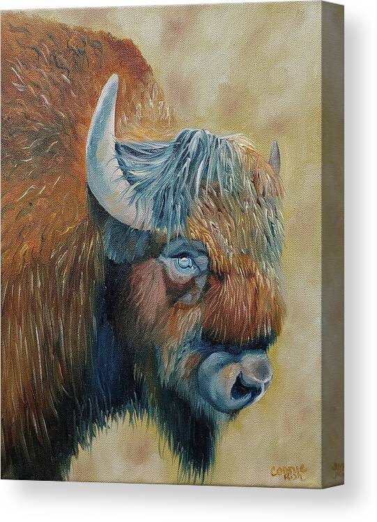 Buffalo Painting Canvas Print featuring the painting Eye of the Buffalo by Connie Rish