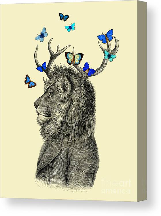 Lion Canvas Print featuring the digital art Fantasy Lion Portrait by Madame Memento