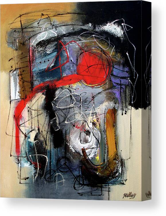 Abstract Canvas Print featuring the painting Red Pour by Jim Stallings