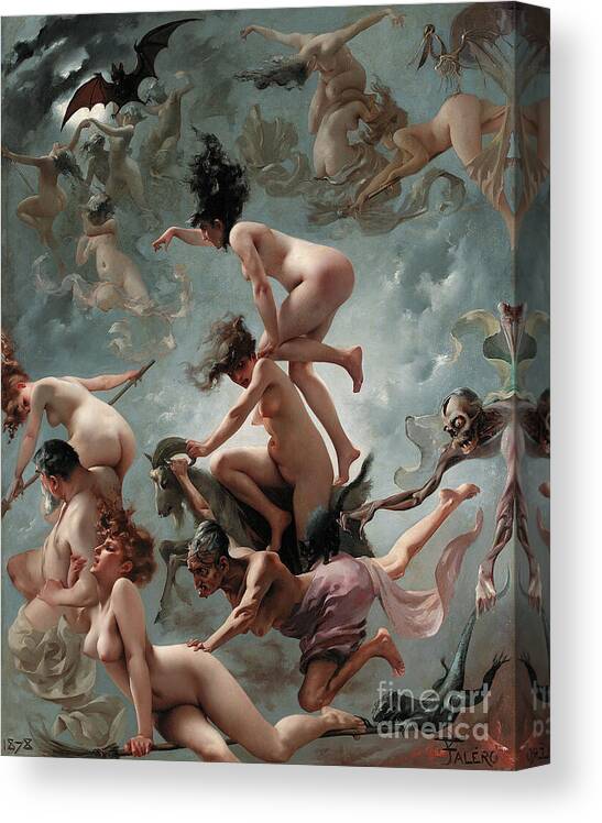 Naked Canvas Print featuring the painting Faust's Vision by Luis Riccardo Falero