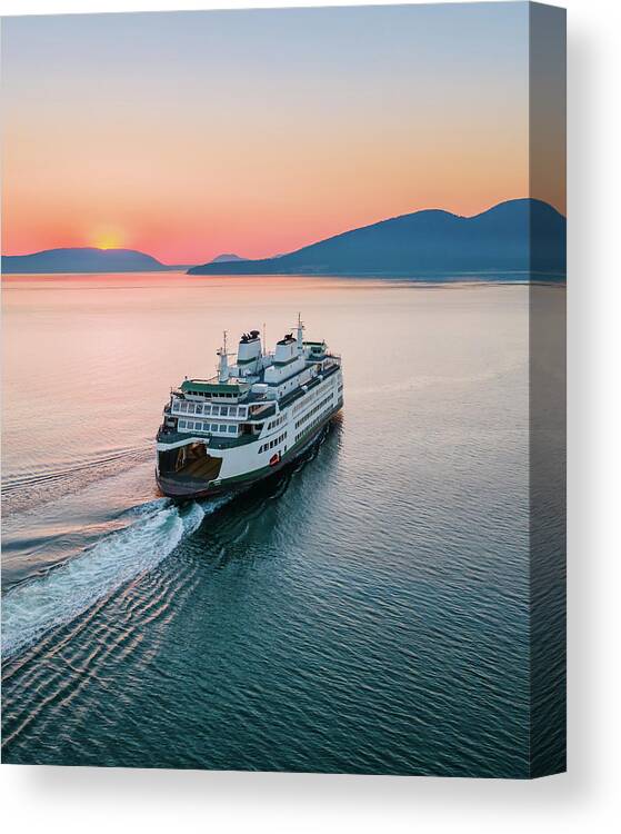 Sunset Canvas Print featuring the photograph Ferry Sunset by Michael Rauwolf