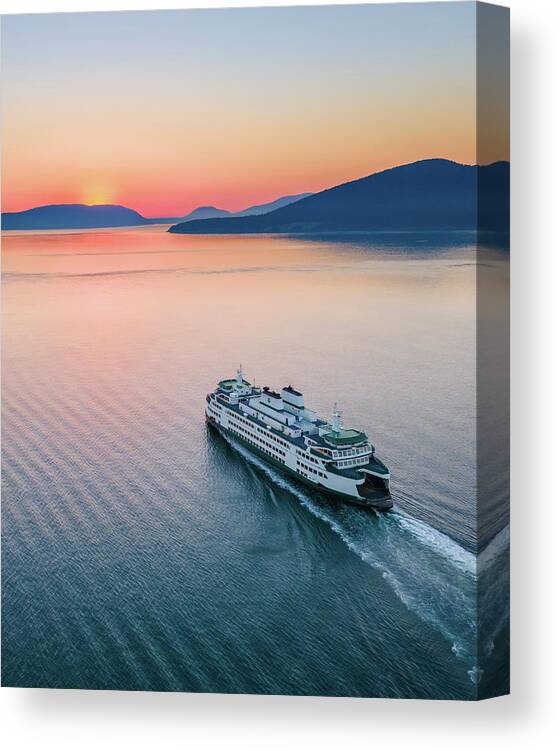 Sunset Canvas Print featuring the photograph Ferry Sunset2 Vertical by Michael Rauwolf