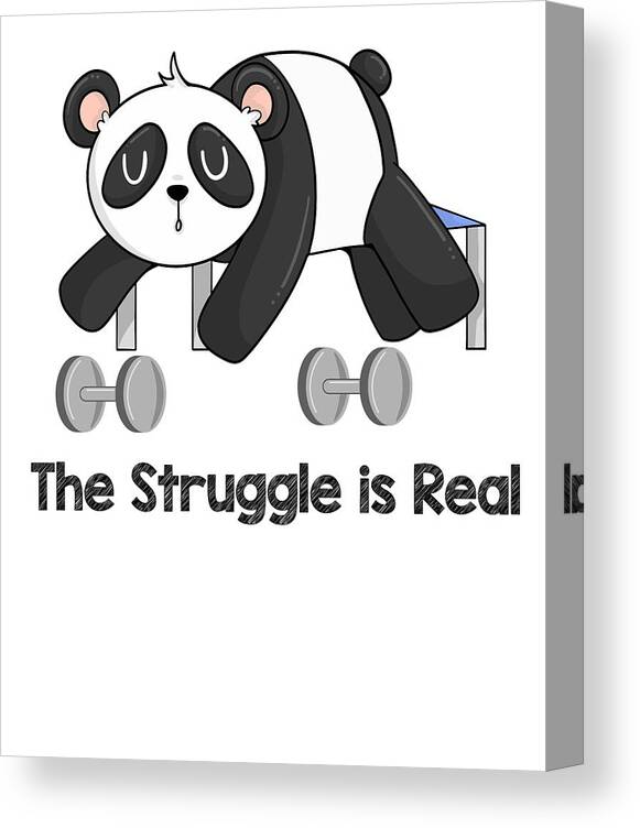 Diet Canvas Print featuring the drawing Fitness Panda The Struggle is Real by Kanig Designs