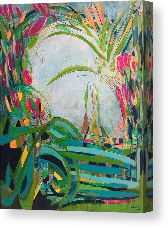 Abstract Canvas Print featuring the painting Floral Reflection by Valerie Greene