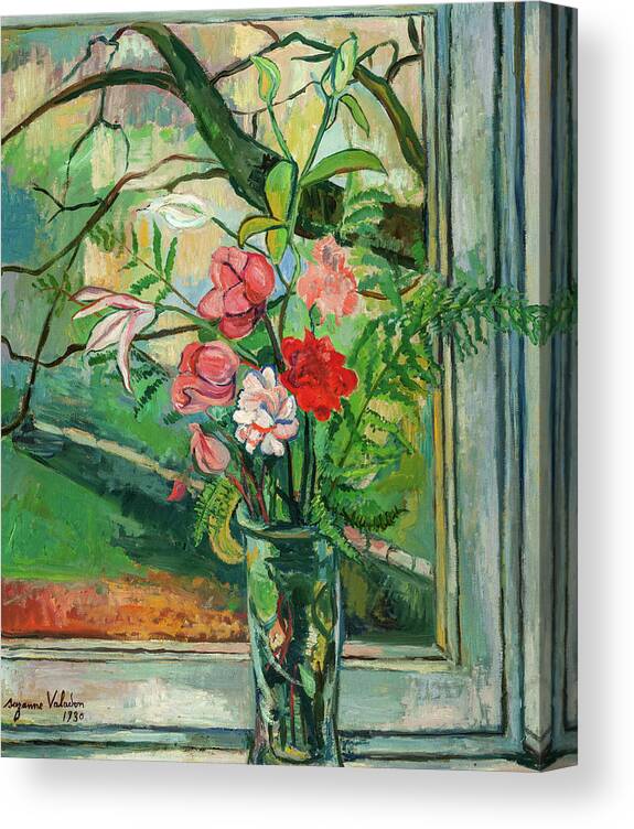 Suzanne Valadon Canvas Print featuring the painting Flowers in front of a Window, 1930 by Suzanne Valadon