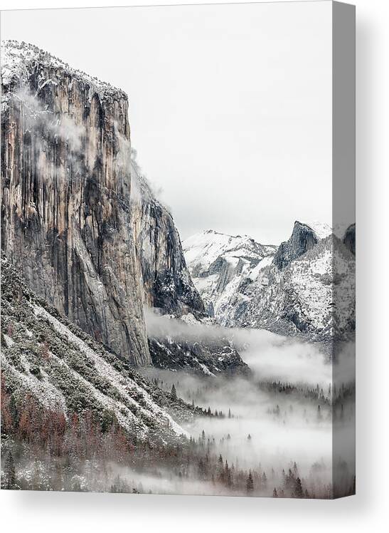 California Canvas Print featuring the photograph Foggy morning El Capitan by Rudy Wilms