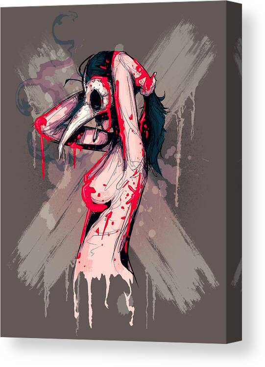 Plague Canvas Print featuring the drawing Foul Play by Ludwig Van Bacon