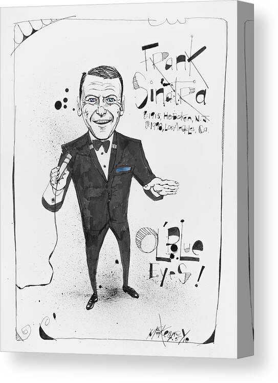  Canvas Print featuring the drawing Frank Sinatra by Phil Mckenney