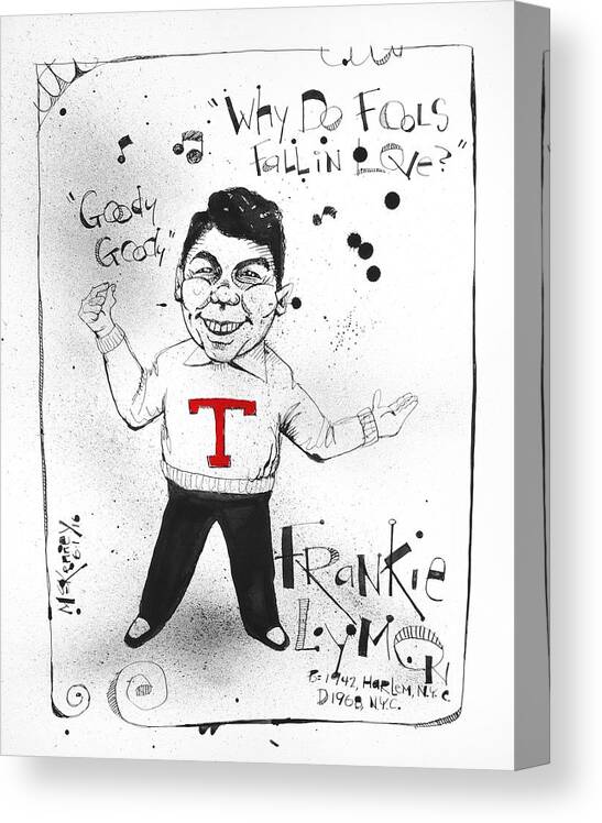  Canvas Print featuring the drawing Frankie Lymon by Phil Mckenney
