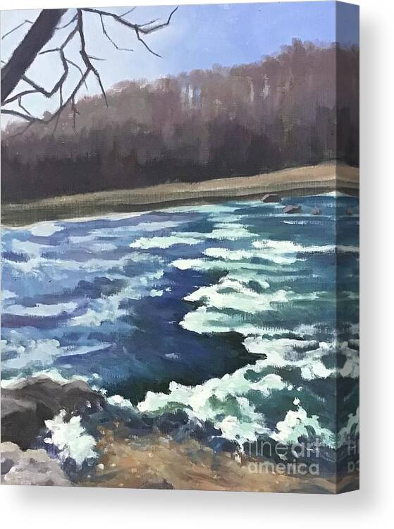River Canvas Print featuring the painting French Broad Winter by Anne Marie Brown