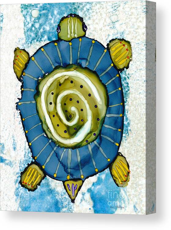 Turtle Canvas Print featuring the painting From Above by Jan Killian