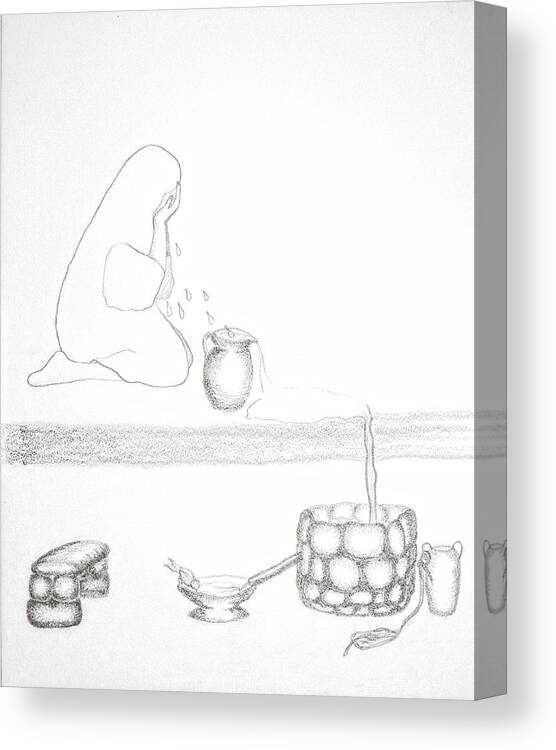 Sorrow Canvas Print featuring the drawing From Sorrow To Springs by Karen Nice-Webb