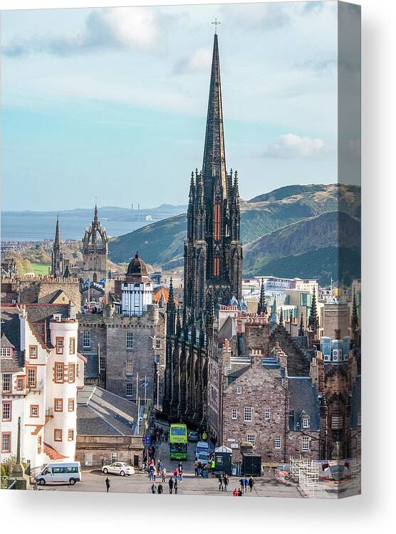 Castle Of Edinburgh Canvas Print featuring the digital art From the Castle of Edinburgh, Scotland by SnapHappy Photos