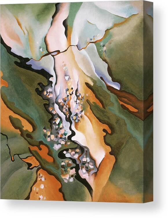 Georgia O'keeffe Canvas Print featuring the painting From the Lake No 3 - Abstract modernist landscape painting by Georgia O'Keeffe