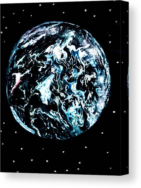 Frozen Canvas Print featuring the painting Frozen planet by Anna Adams