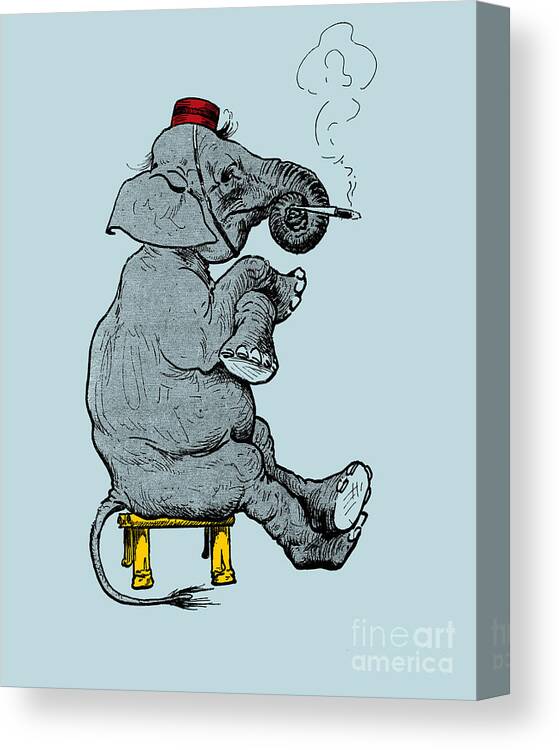 Elephant Canvas Print featuring the digital art Funny Bellboy Elephant by Madame Memento