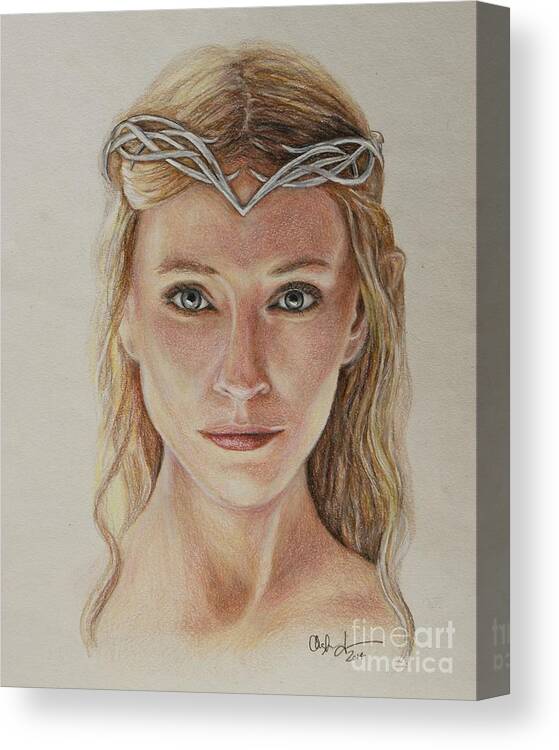 Galadriel Canvas Print featuring the drawing Galadriel by Christine Jepsen