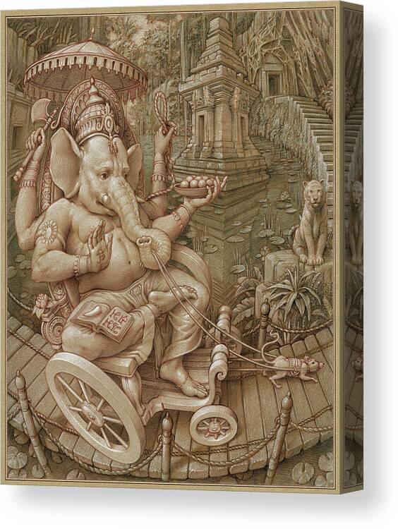 Ganesha Canvas Print featuring the pastel Ganesha by Kurt Wenner