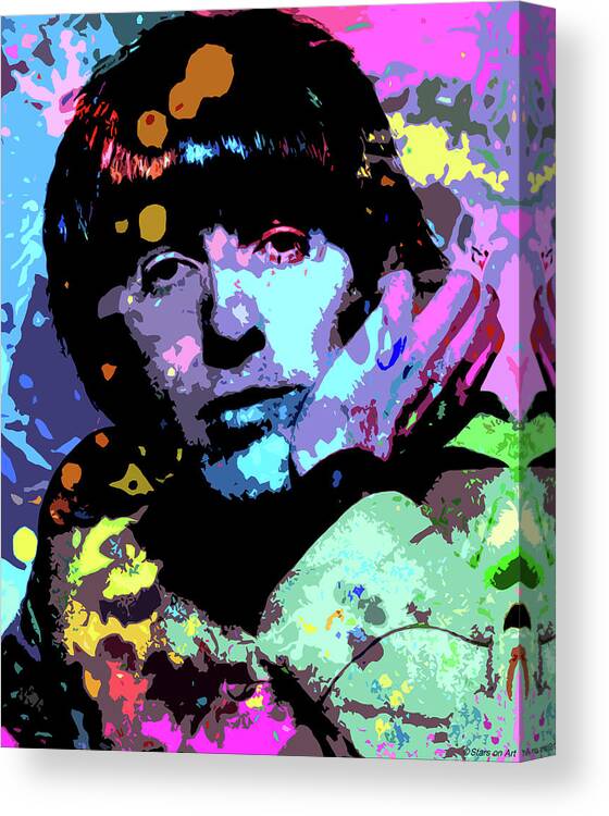 Psychedelic Canvas Print featuring the digital art George Harrison - 2 psychedelic portrait by Movie World Posters
