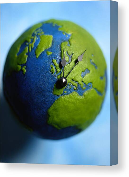 Corporate Business Canvas Print featuring the photograph Globe Clock by The Studio Dog