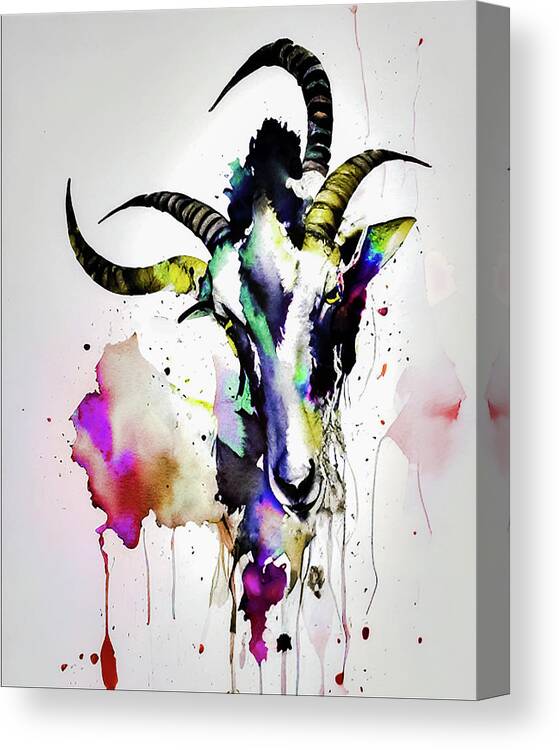 Goat Canvas Print featuring the painting Goat Face by Lisa Kaiser