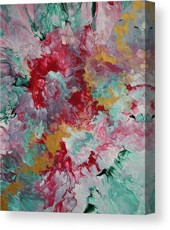 Pour Canvas Print featuring the mixed media Gold and Rose by Aimee Bruno